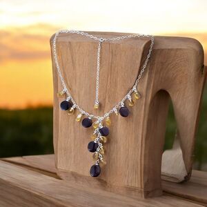 Vintage Baltic Amber Bead Necklace Sterling Silver Chain 16" - 20"  Two Tone